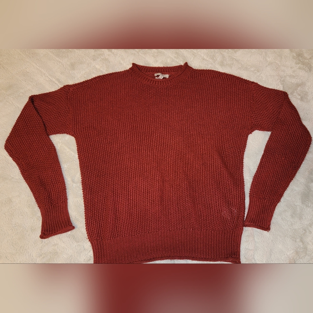 Red Knit Crew Neck Sweater - Size Medium